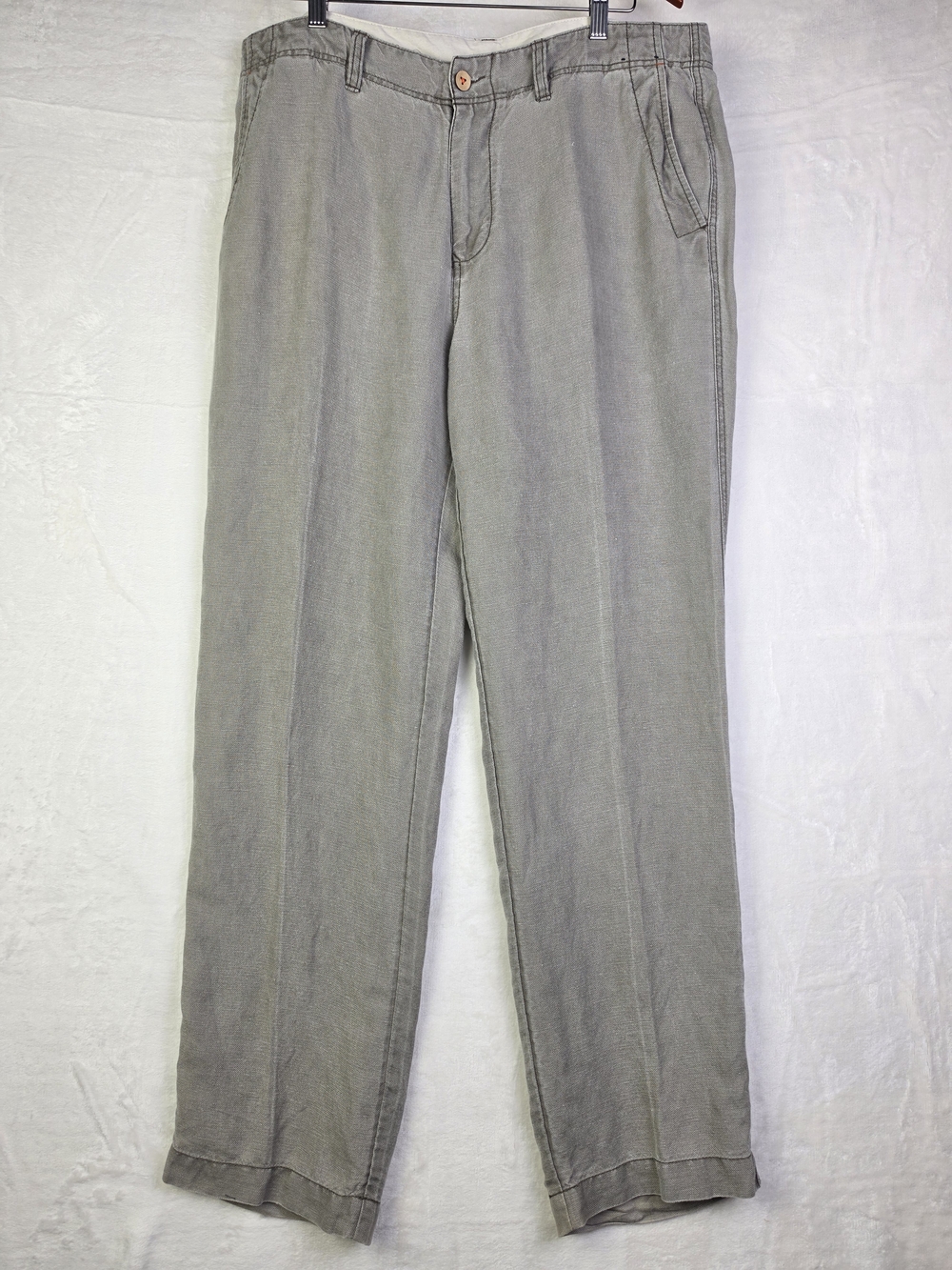 Tommy Bahama Linen Pants‎ Mens 36x32 Gray Classic Straight Leg Casual Beach